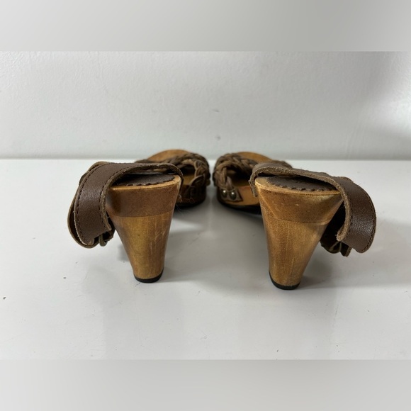 Zara Braided Leather Strap Heeled Sandals Eur Size 37 Womens Brown - Picture 5 of 9